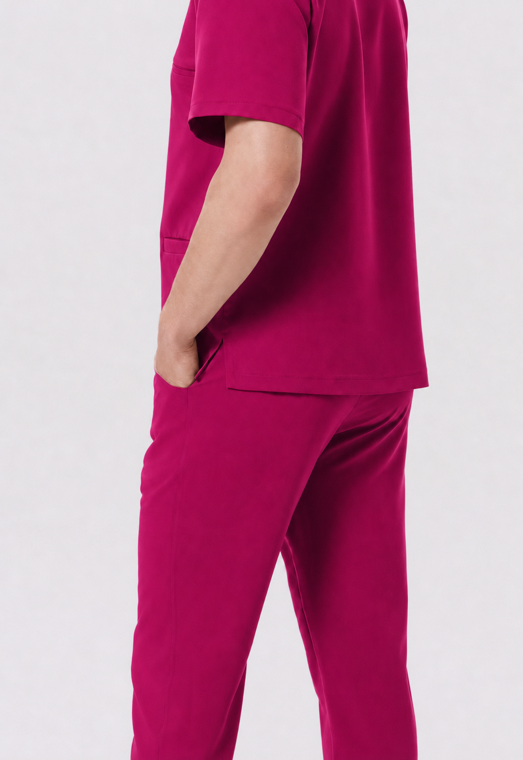 Heren medische jogger Leo, kleur amarant, zijkant