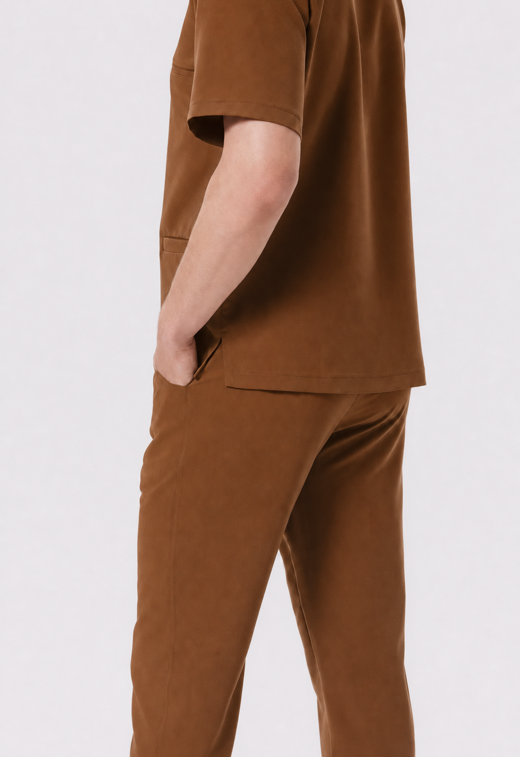 Heren medische jogger Leo, kleur chocolade, zijkant