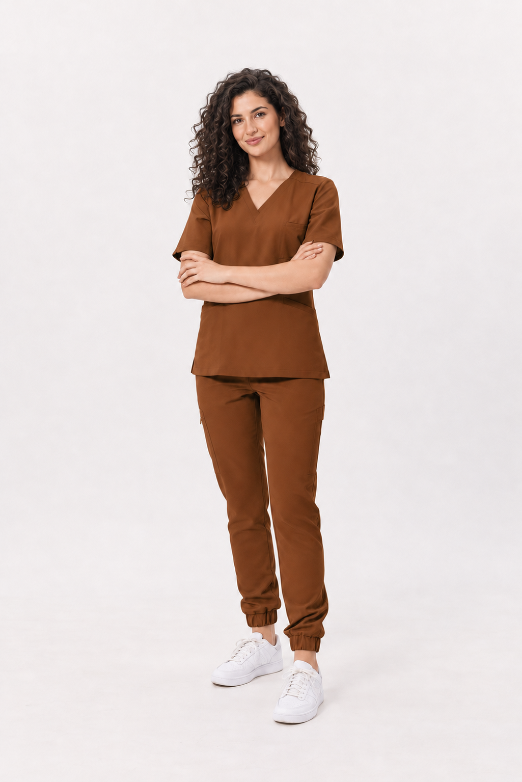 Dames medische jogger Luna, kleur chocolade, voorkant