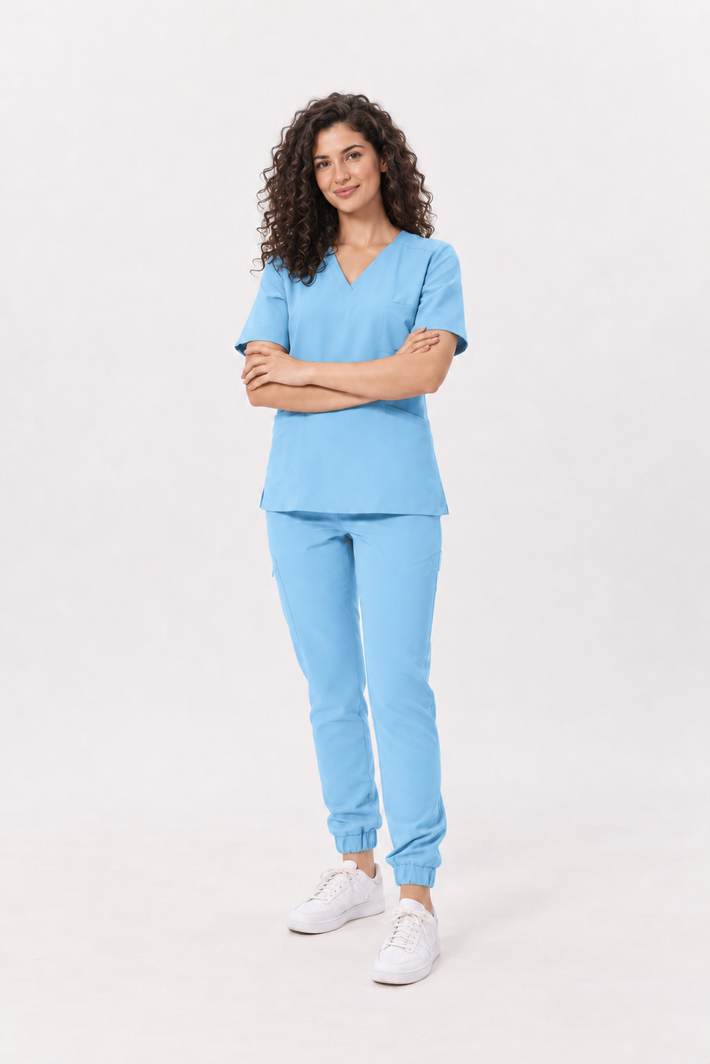 Dames medische jogger Luna, kleur hemelsblauw, voorkant