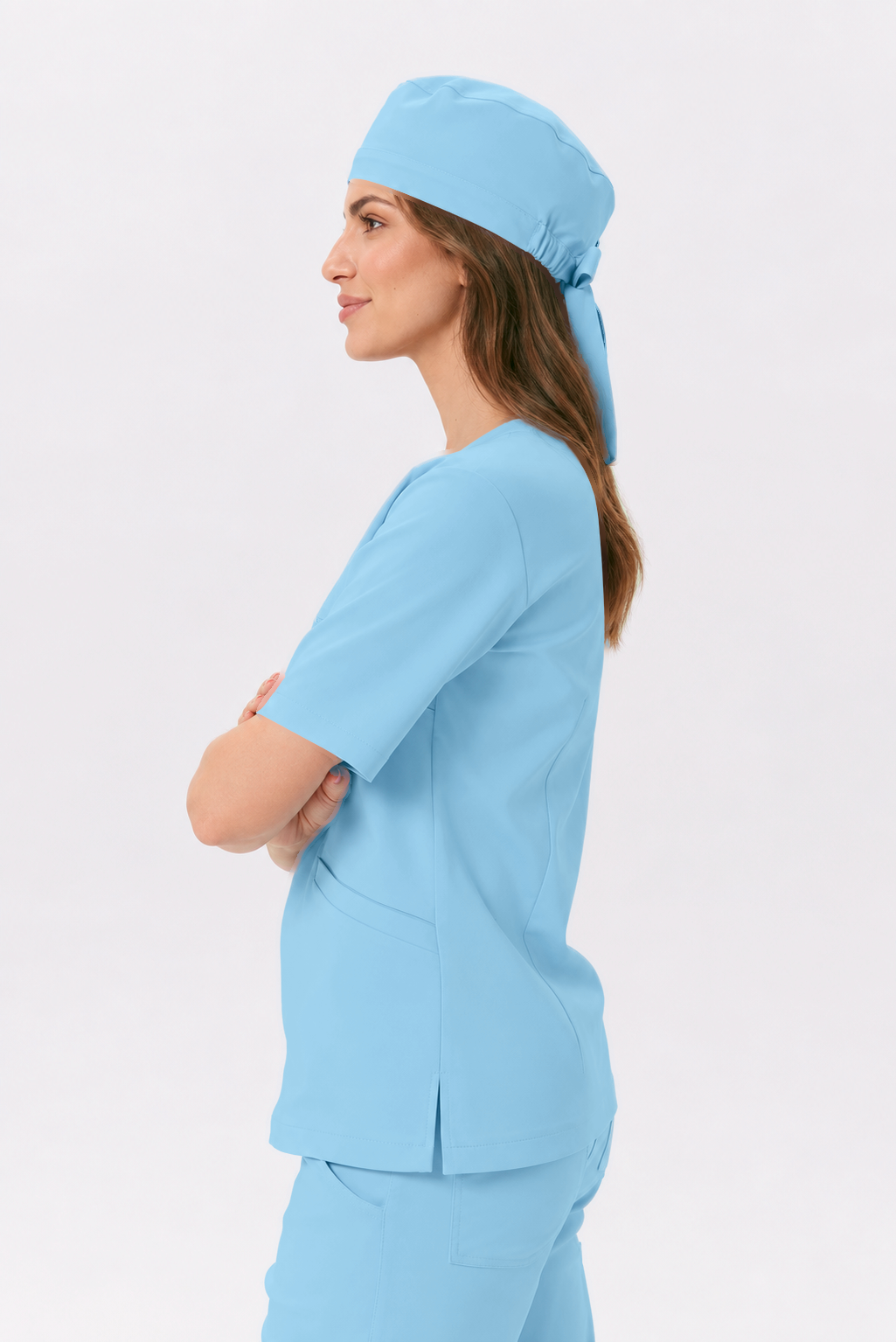 Dames medische jogger Sara, kleur hemelsblauw, zijkant