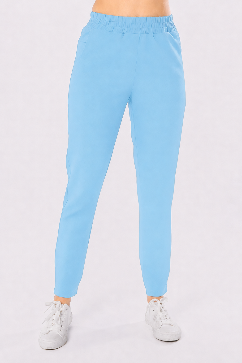 Dames medische broek recht Zara, kleur hemelsblauw, voorkant