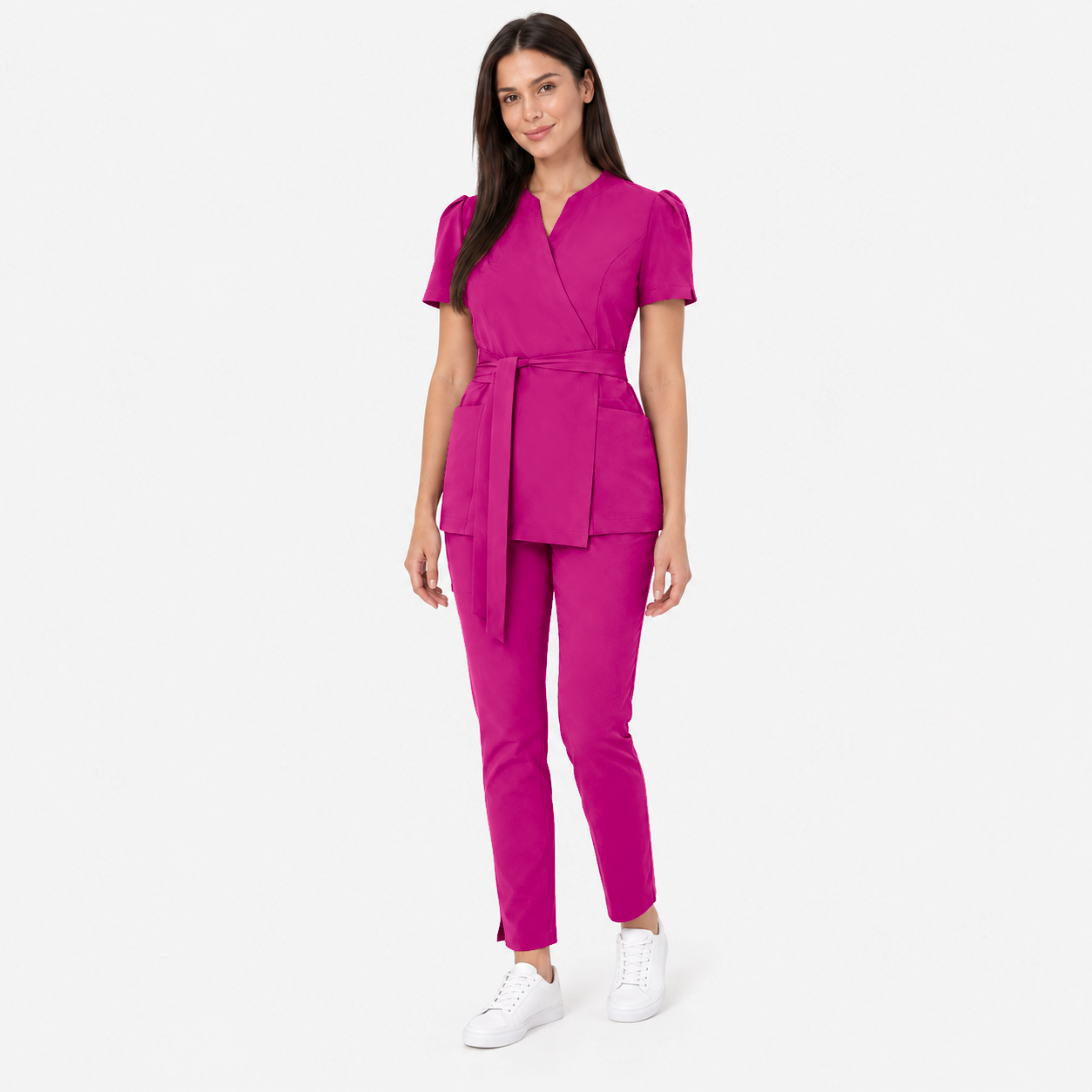 Dames wikkeltuniek Cleo, kleur amarant, voorkant