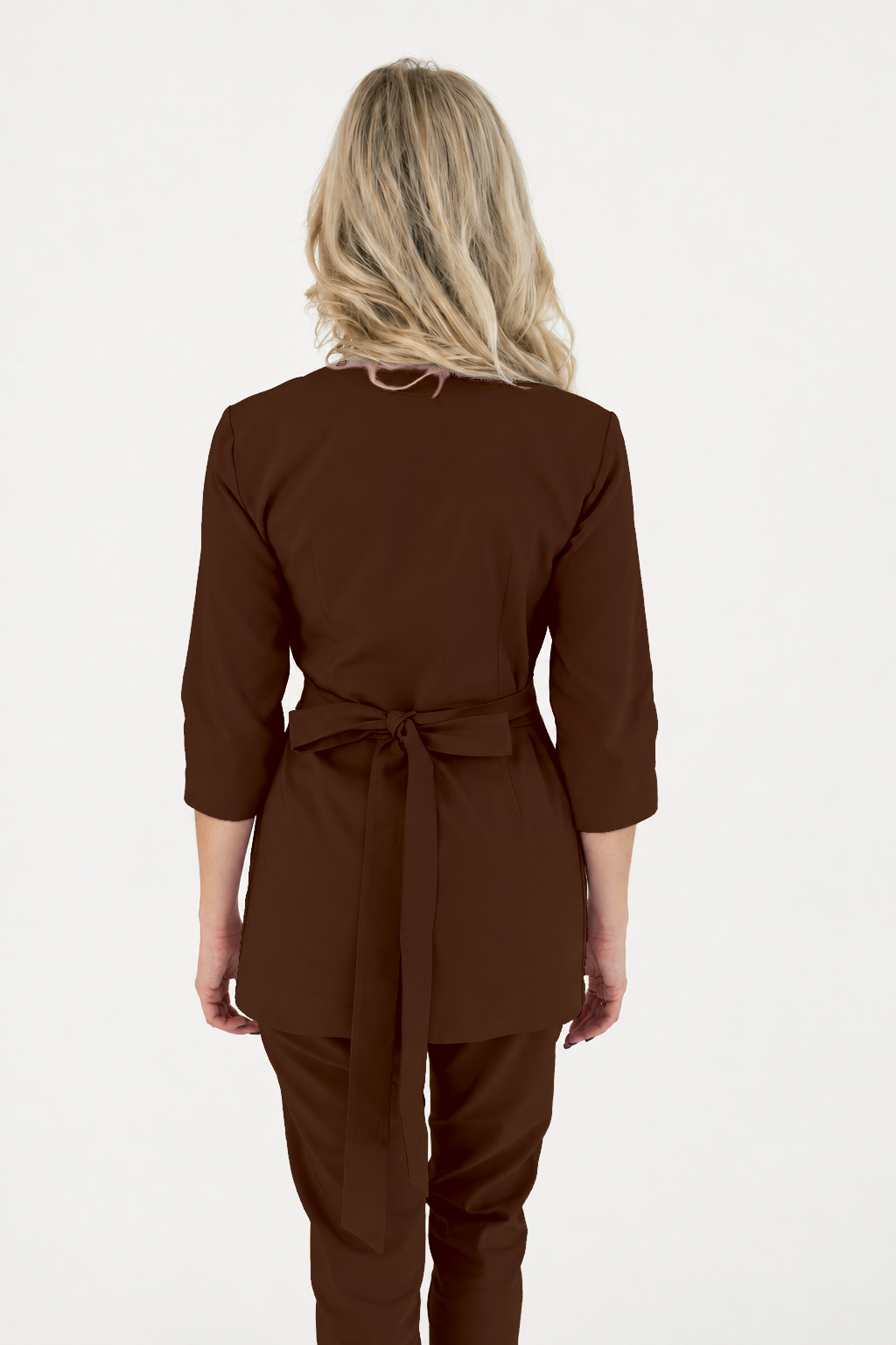 Dames wikkeltuniek Ana, kleur pure chocolade, achterkant