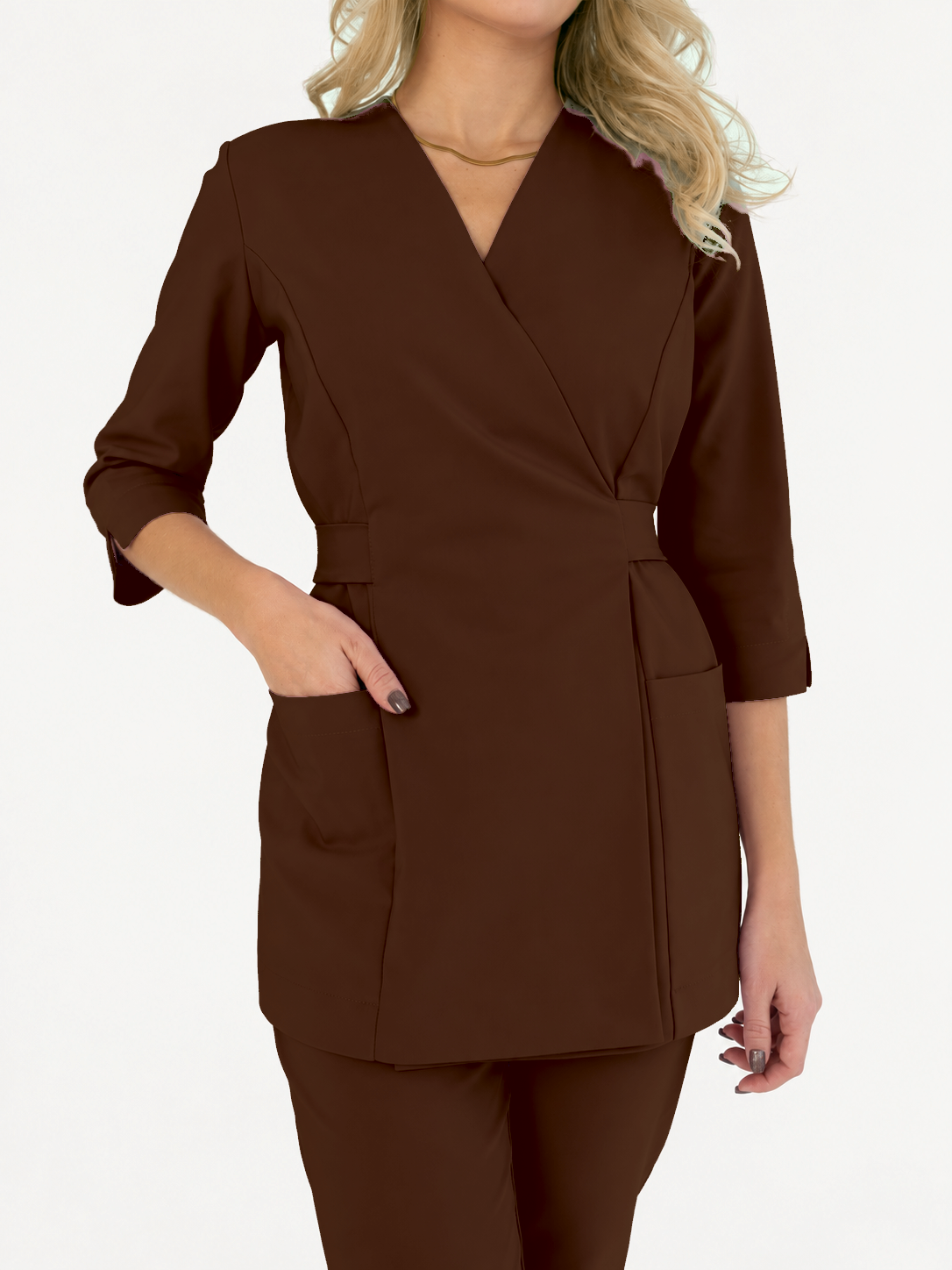 Dames wikkeltuniek Ana, kleur pure chocolade, foto