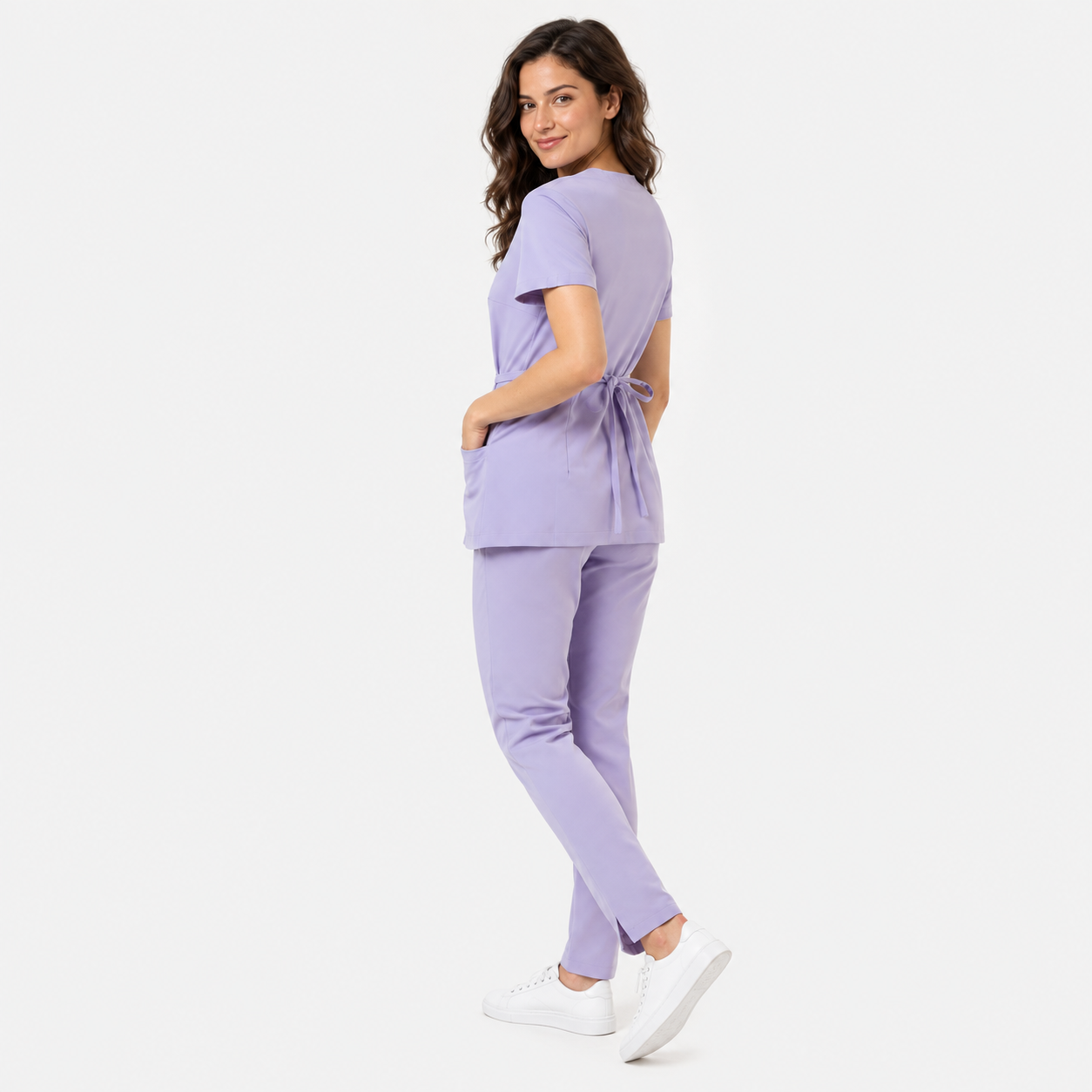 Dames wikkeltuniek Nela, kleur lila, achterkant
