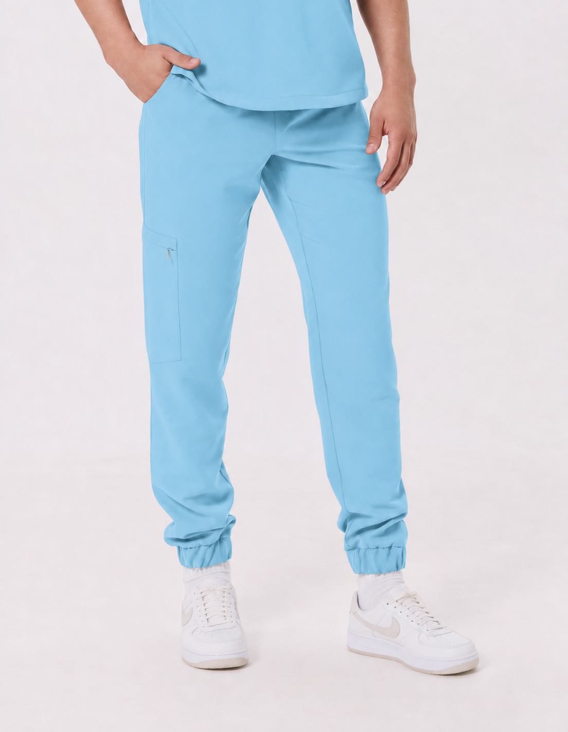 Heren medische jogger Leo, kleur hemelsblauw, voorkant