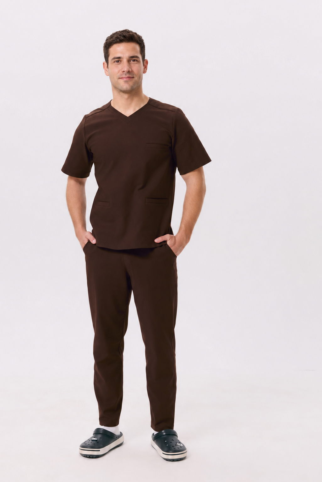 Heren medische broek recht Ivo, kleur pure chocolade, voorkant