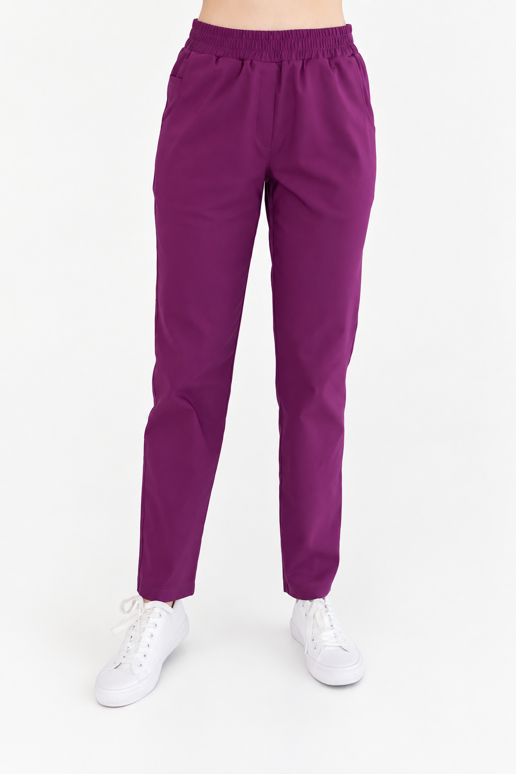 Dames medische broek recht Maya, kleur pruim, voorkant