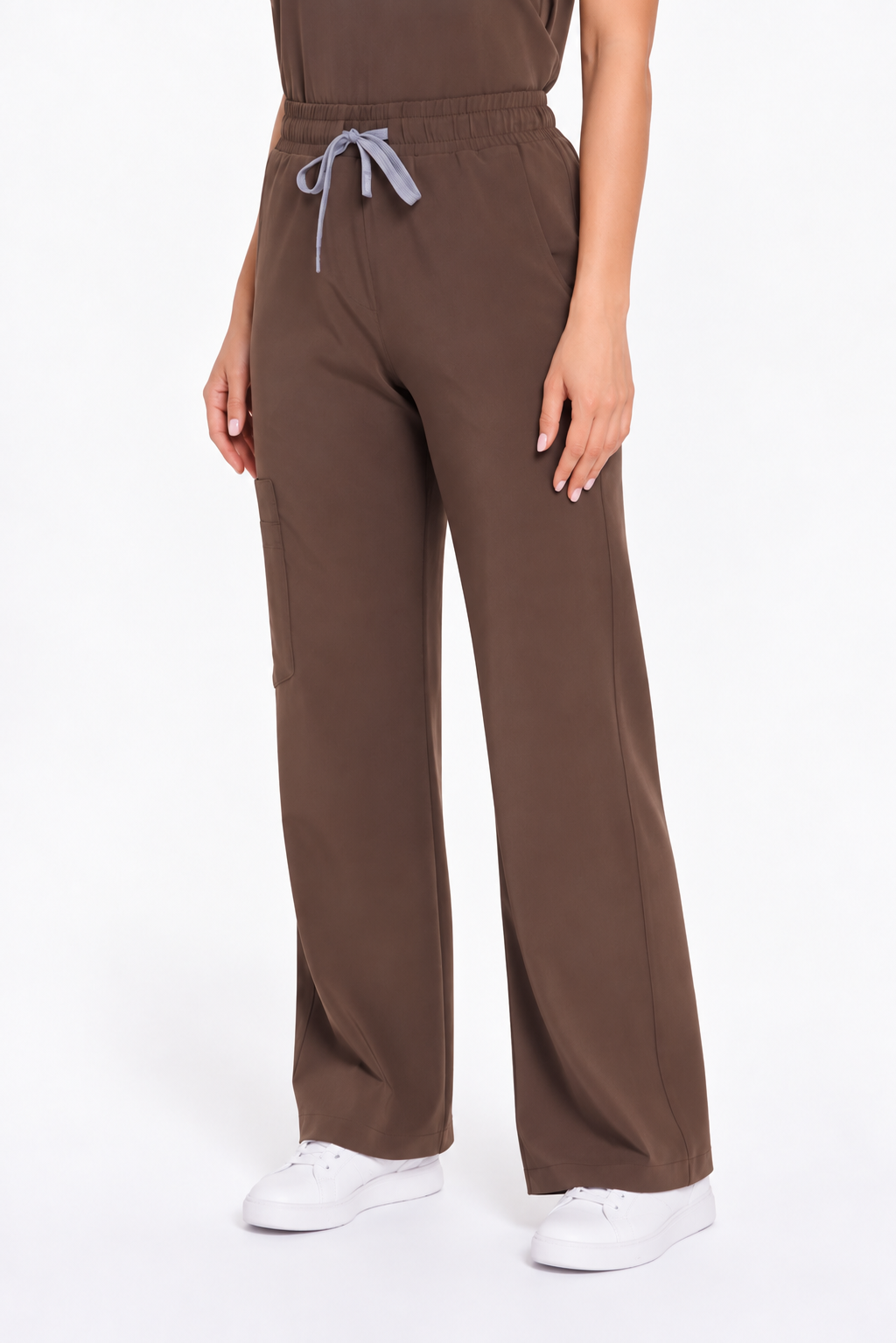 Dames medische broek wijde pijp Freya, kleur espresso, voorkant