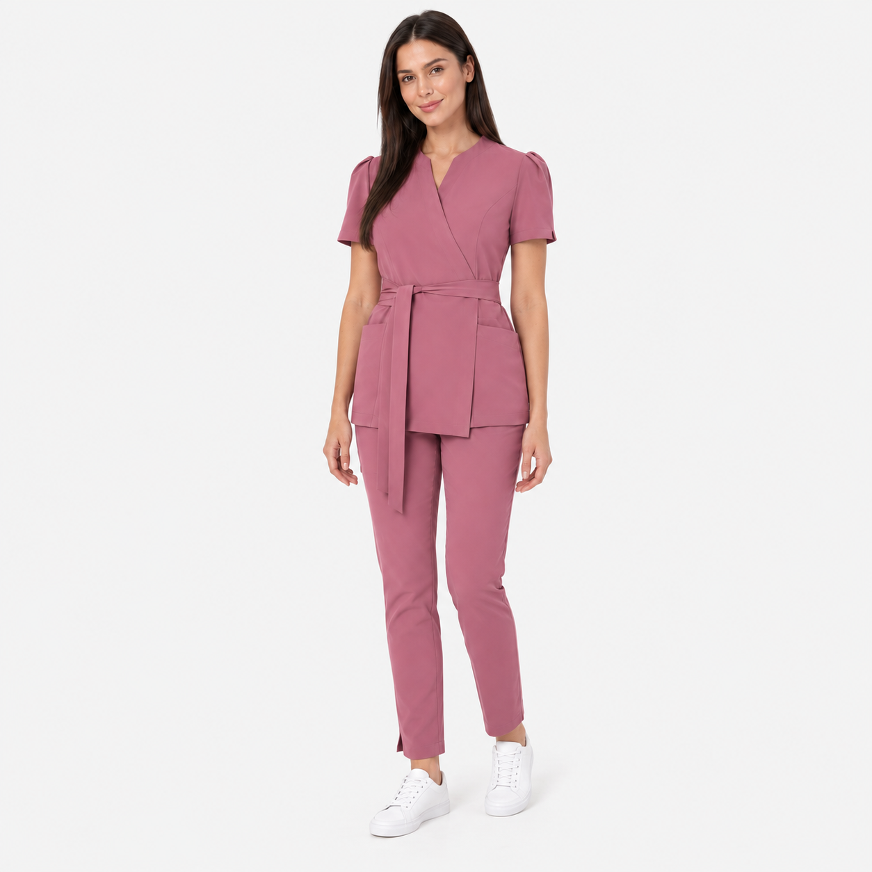 Dames wikkeltuniek Cleo, kleur oudroze, voorkant