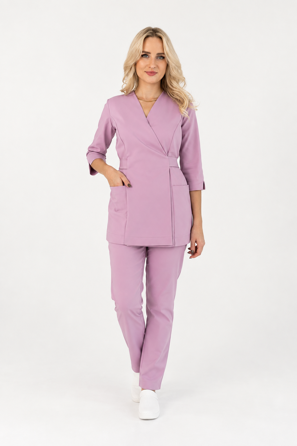 Dames wikkeltuniek Ana, kleur roze, voorkant